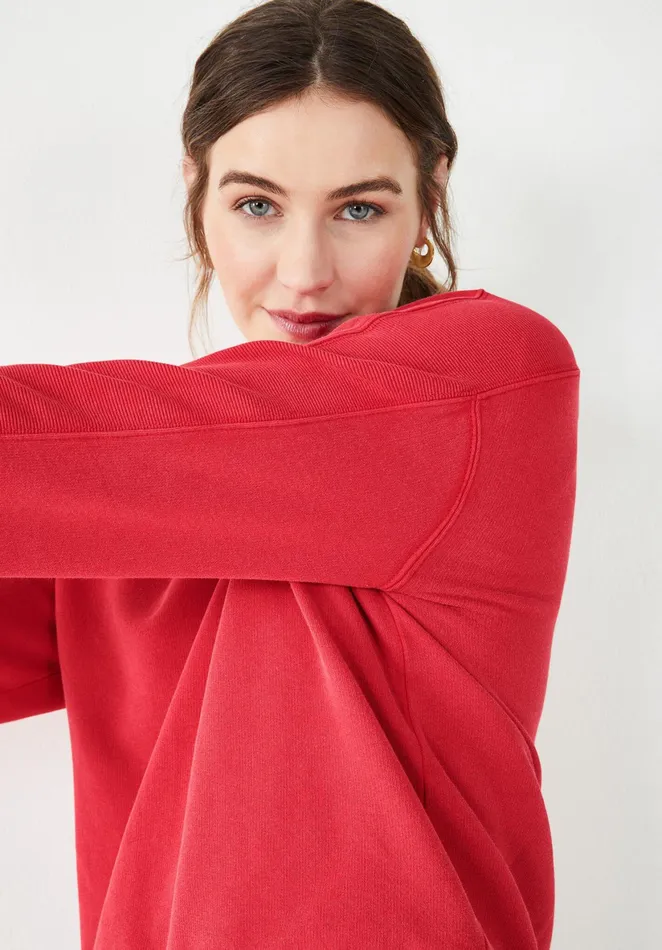 Sweatshirts and Hoodies Women Hush Rib Panel Sweatshirt Cherry Red