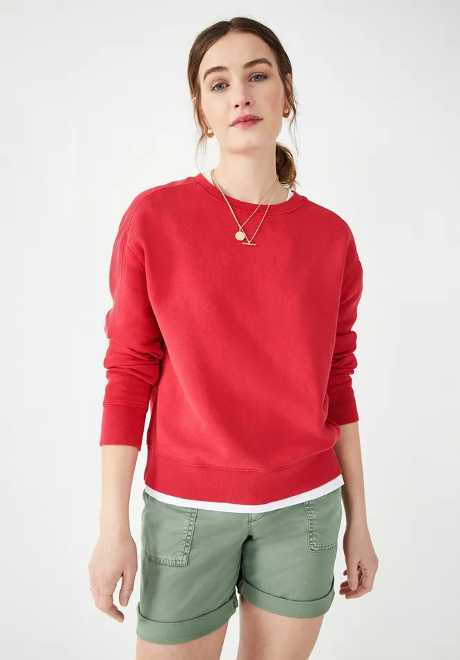 Sweatshirts and Hoodies Women Hush Rib Panel Sweatshirt Cherry Red