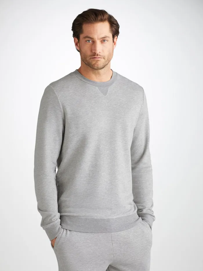 Sweatshirts Men Derek Rose Sweatshirt Quinn Cotton Modal Silver