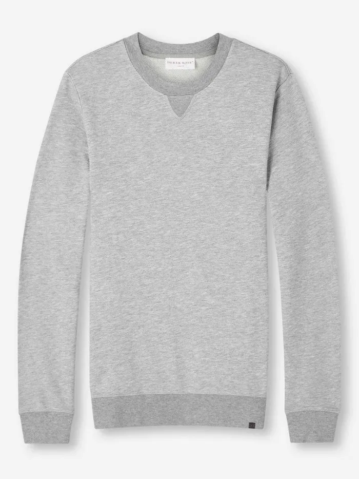Sweatshirts Men Derek Rose Sweatshirt Quinn Cotton Modal Silver