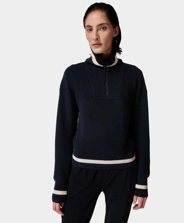 Sweaty Betty Knitwear Women Modern Half Zip Jumper French Navy Blue