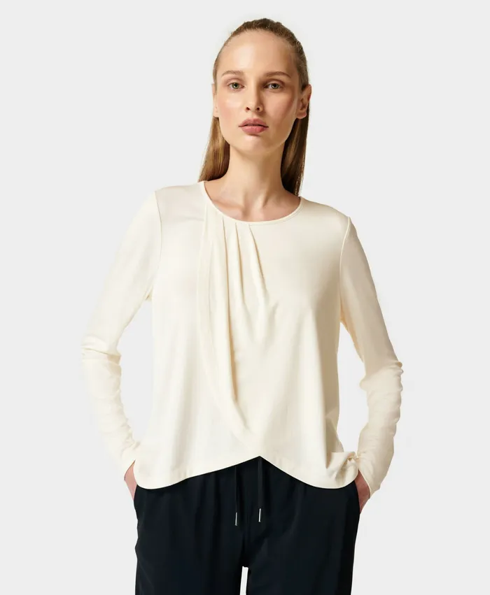 Sweaty Betty Tori Long Sleeve Top Alabaster White Women Long Sleeve Tops