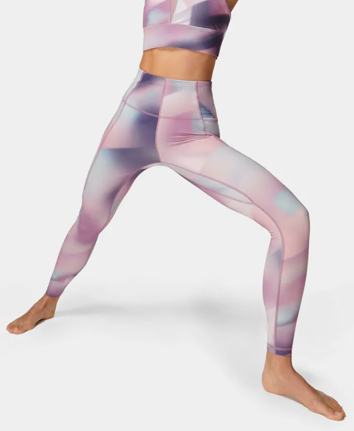 Sweaty Betty Yoga Pants Women Super Soft Yoga Leggings Pink Spliced Gradient Print