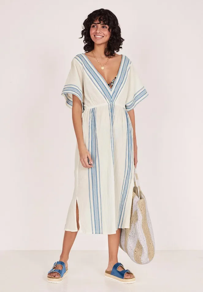 Swimwear Women Hush Fenna Beach Kaftan Whiteblue