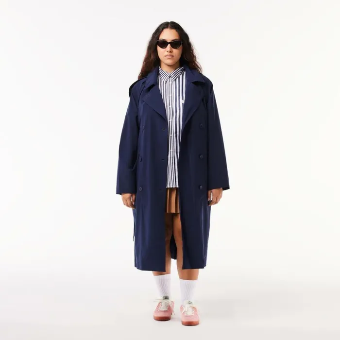 TShirts and Tops Women Lacoste Women039s Striped Cotton Poplin Shirt Navy Blue White 525