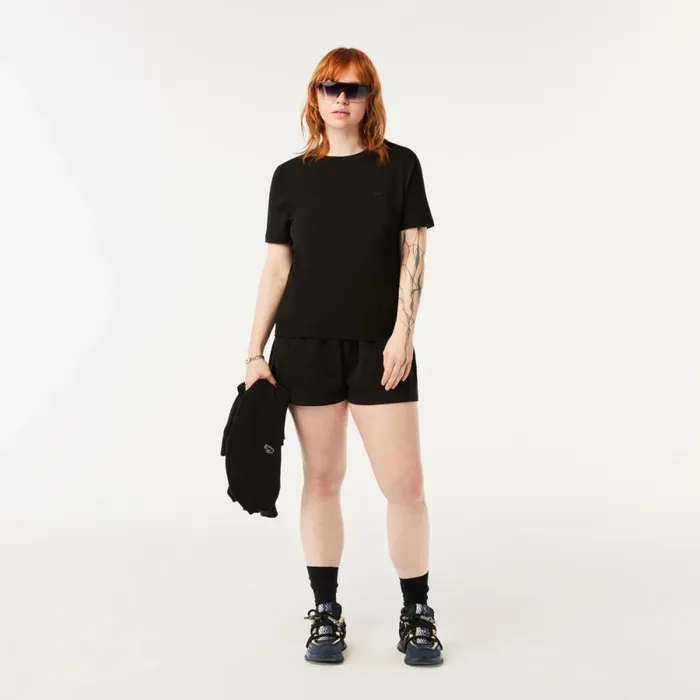 TShirts and Tops Women Lacoste Womens Crew Neck Cotton Blend TShirt Black 031