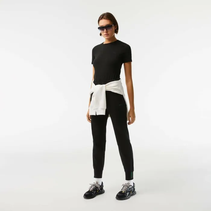 TShirts and Tops Women Lacoste Womens Crew Neck Cotton Blend TShirt Black 031
