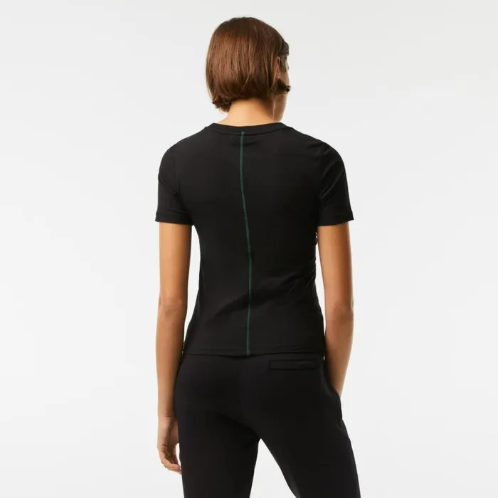 TShirts and Tops Women Lacoste Womens Crew Neck Cotton Blend TShirt Black 031
