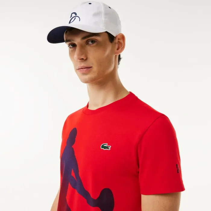 TShirts Men Lacoste Men039s Lacoste Tennis X Novak Djokovic TShirt and Cap Set Red Currant F8m