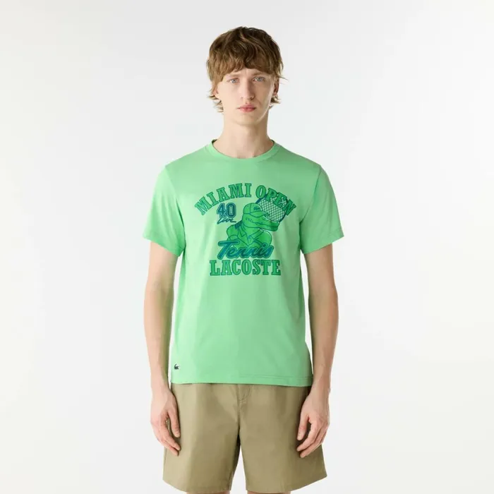TShirts Men Lacoste Men039s Miami Open Edition UltraDry Tennis TShirt Green Uyx
