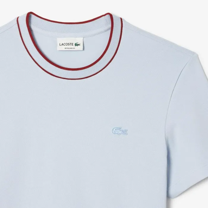 TShirts Men Lacoste Men039s Stretch Piqu Stripe Collar TShirt Phoenix Blue J2g