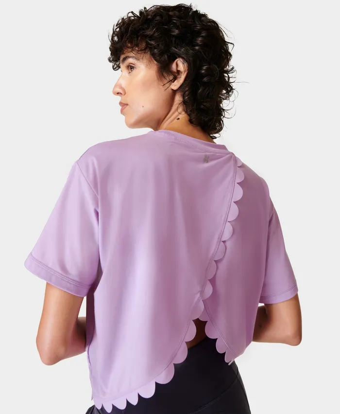 TShirts Sweaty Betty Women Scallop Edge Gym TShirt Lily Purple