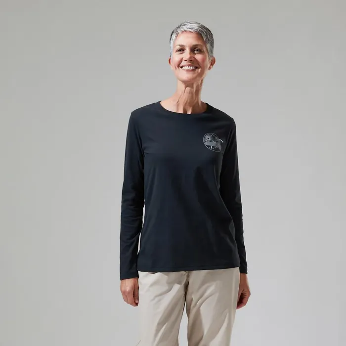TShirts Women Berghaus Linear Landscape Long Sleeve Tee Black