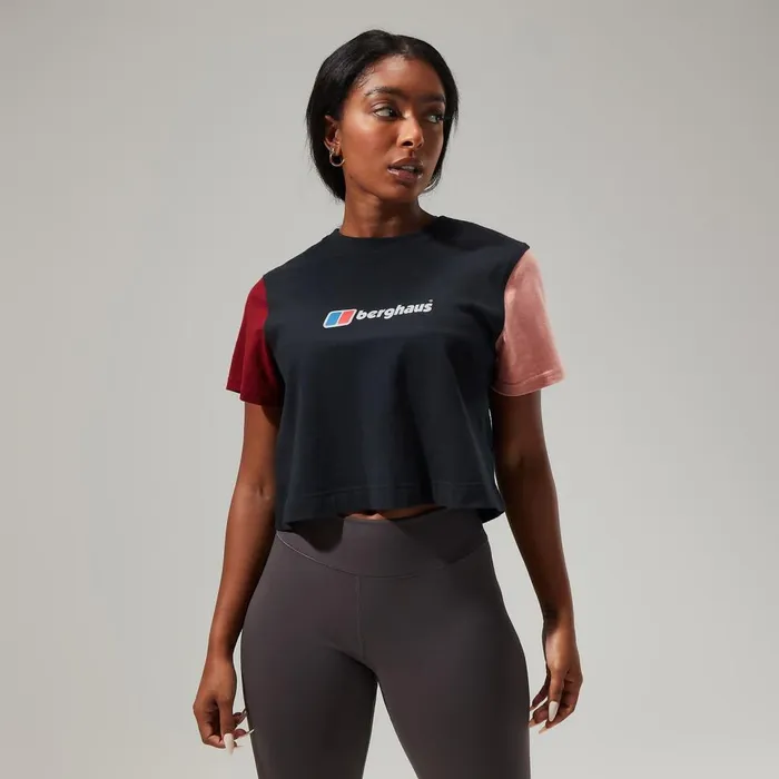 TShirts Women Berghaus Urban Crop Short Sleeve Tee 8211 BlackDark Red