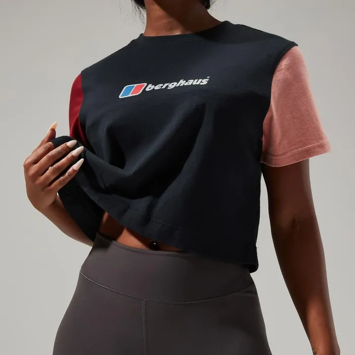 TShirts Women Berghaus Urban Crop Short Sleeve Tee 8211 BlackDark Red