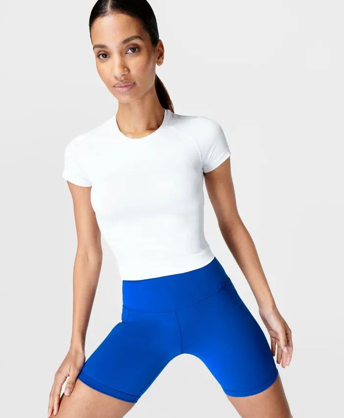 TShirts Women Sweaty Betty Athlete Crop Seamless Gym TShirt White
