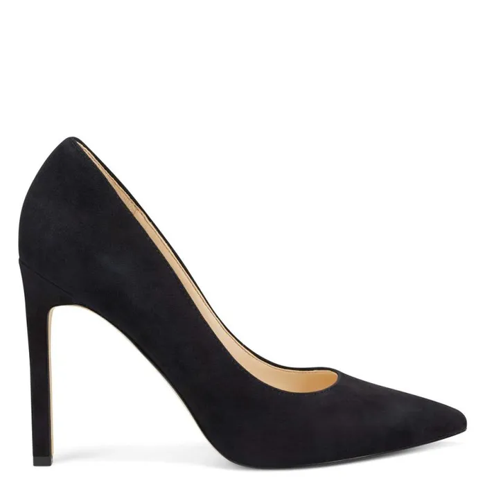 Tatiana Pointy Toe Pumps Black Suede Women Nine West Heels