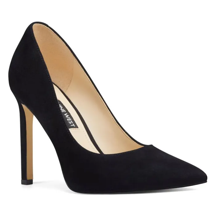 Tatiana Pointy Toe Pumps Black Suede Women Nine West Heels Tatiana Pointy Toe Pumps Black Suede Women Nine West Heels