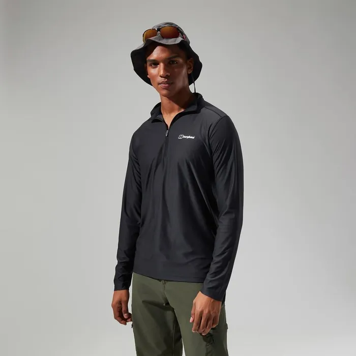 Technical Baselayers Men Berghaus 247 Tech Tee Long Sleeve Half Zip 8211 Black