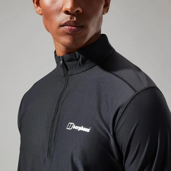 Technical Baselayers Men Berghaus 247 Tech Tee Long Sleeve Half Zip 8211 Black