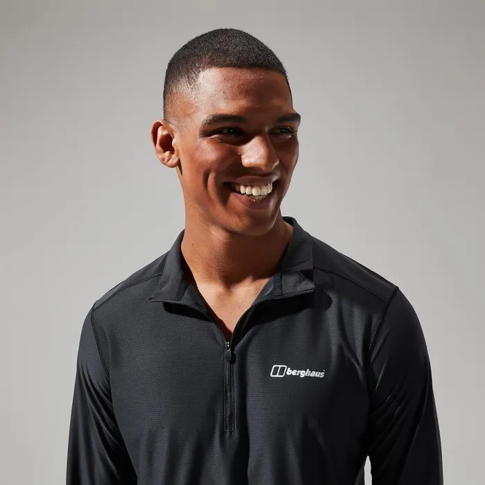 Technical Baselayers Men Berghaus 247 Tech Tee Long Sleeve Half Zip 8211 Black
