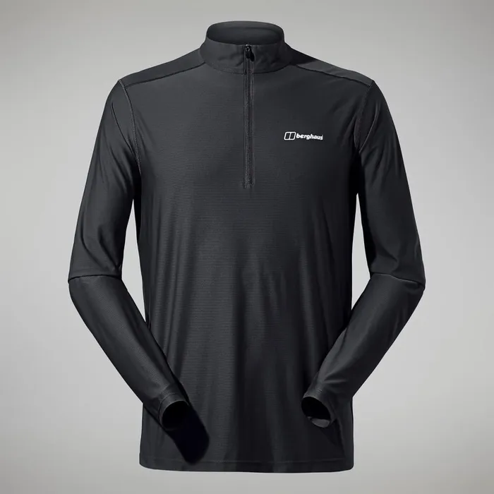 Technical Baselayers Men Berghaus 247 Tech Tee Long Sleeve Half Zip 8211 Black