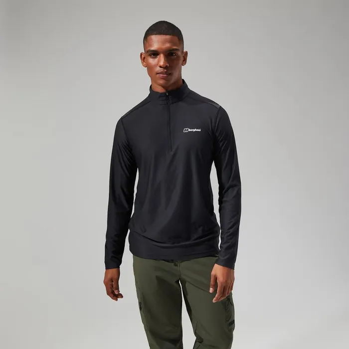 Technical Baselayers Men Berghaus 247 Tech Tee Long Sleeve Half Zip 8211 Black