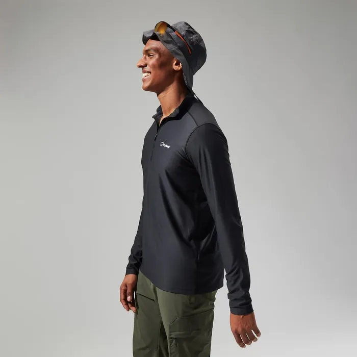Technical Baselayers Men Berghaus 247 Tech Tee Long Sleeve Half Zip 8211 Black
