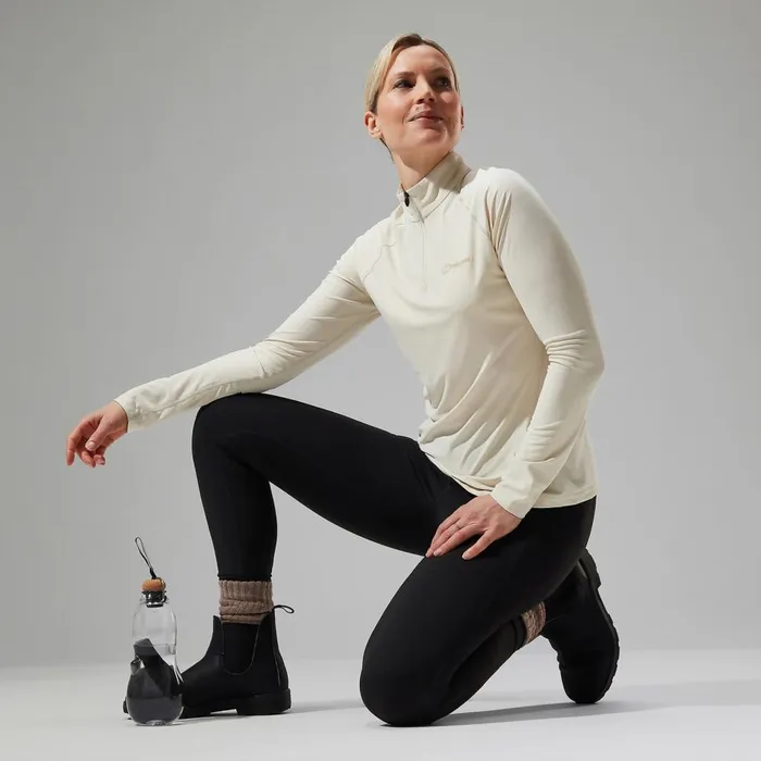 Technical Baselayers Women Berghaus 247 Half Zip Long Sleeve Tech Tee 8211 Natural