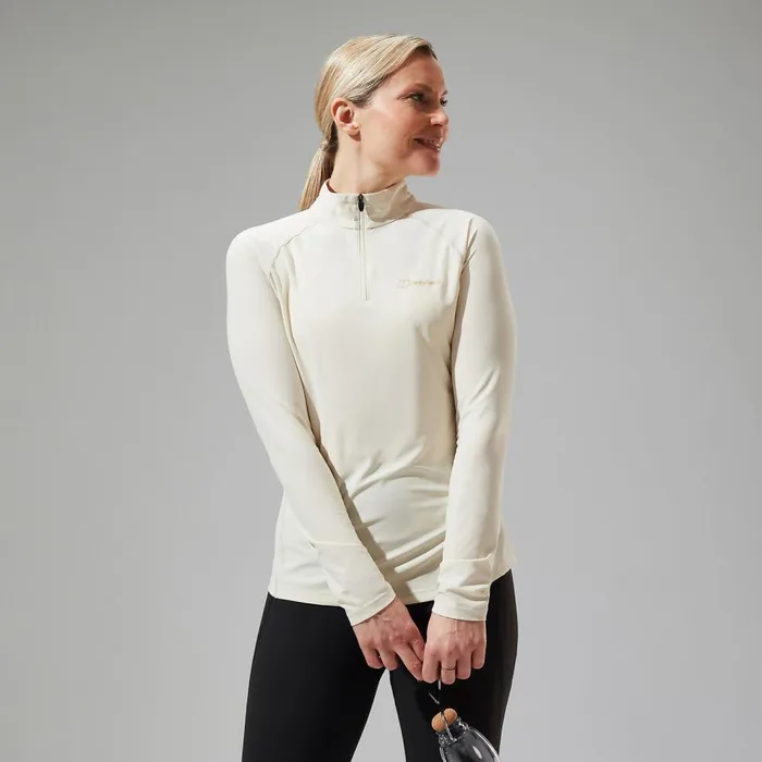 Technical Baselayers Women Berghaus 247 Half Zip Long Sleeve Tech Tee 8211 Natural