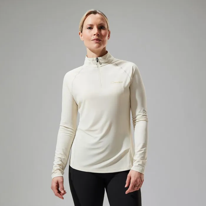 Technical Baselayers Women Berghaus 247 Half Zip Long Sleeve Tech Tee 8211 Natural