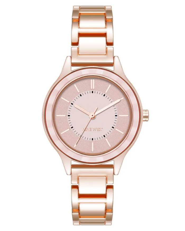 Textured Bezel Bracelet Watch Pinkrose Gold Women Nine West Straps