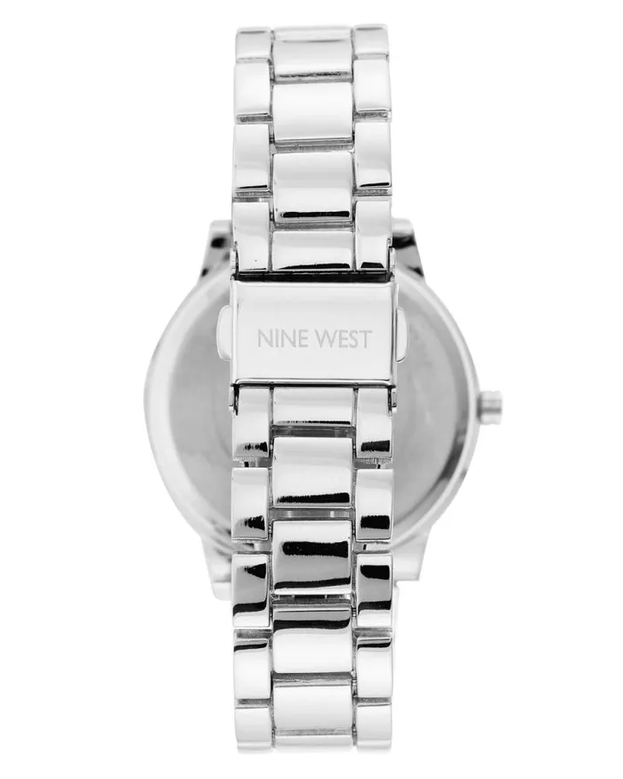 Textured Bezel Bracelet Watch Silvertone Women Nine West Straps Textured Bezel Bracelet Watch Silvertone Women Nine West Straps