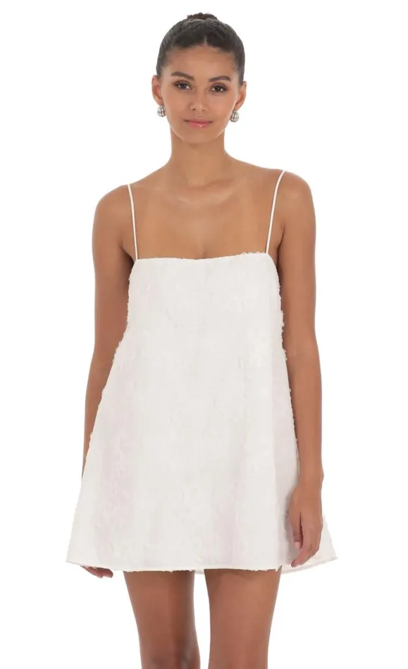 Textured Shift Dress White Women LUCY IN THE SKY Mini Dresses