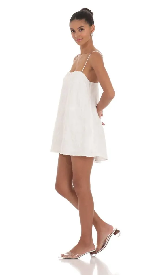 Textured Shift Dress White Women LUCY IN THE SKY Mini Dresses Textured Shift Dress White Women LUCY IN THE SKY Mini Dresses