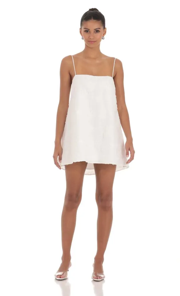 Textured Shift Dress White Women LUCY IN THE SKY Mini Dresses Textured Shift Dress White Women LUCY IN THE SKY Mini Dresses