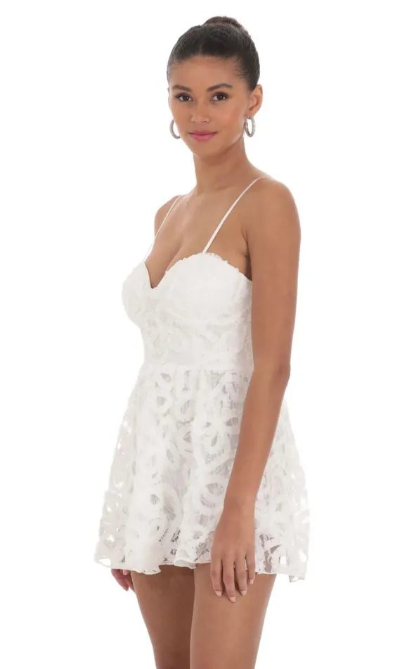 Textured Swirl Aline Romper White Women LUCY IN THE SKY Mini Dresses Textured Swirl Aline Romper White Women LUCY IN THE SKY Mini Dresses