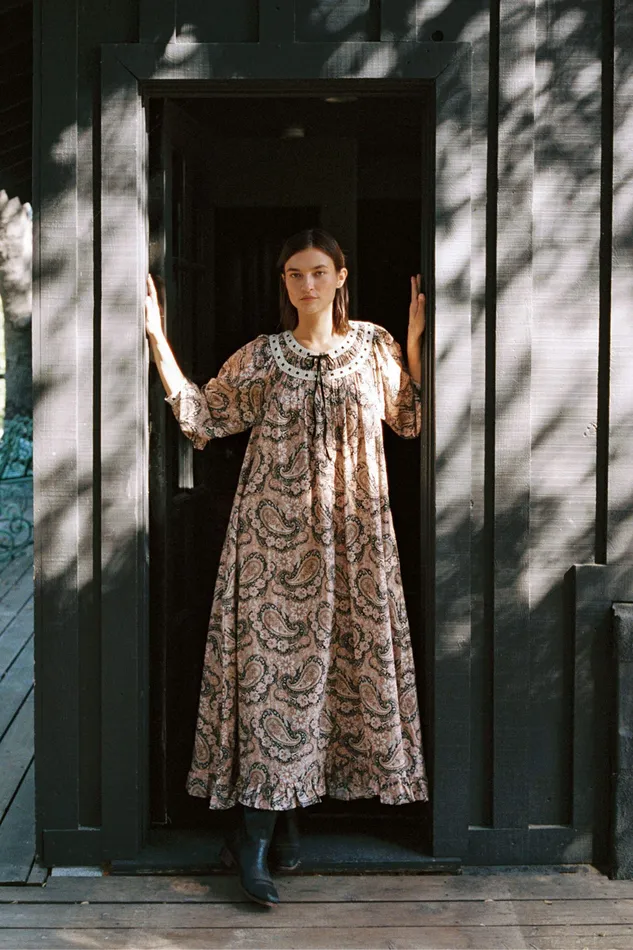 The Arabella Dress Carob Paisley Dresses Christy Dawn Women