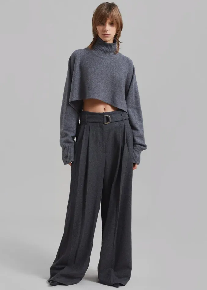 The Frankie Shop 31 Phillip Lim Flannel Oversized Pleated Belted Pants 8211 Charcoal Shop Clothing