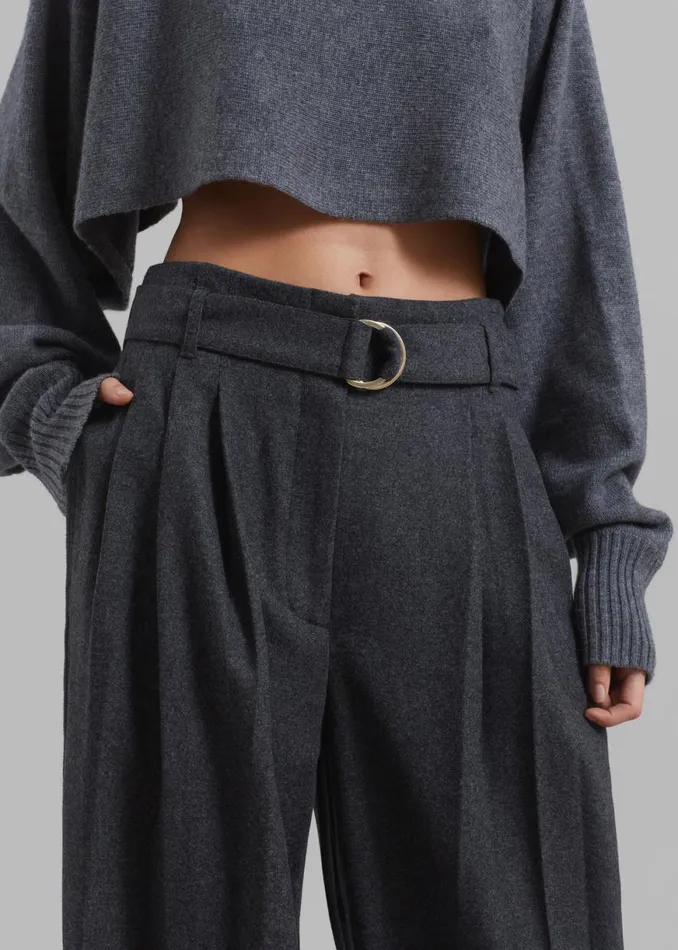 The Frankie Shop 31 Phillip Lim Flannel Oversized Pleated Belted Pants 8211 Charcoal Shop Clothing