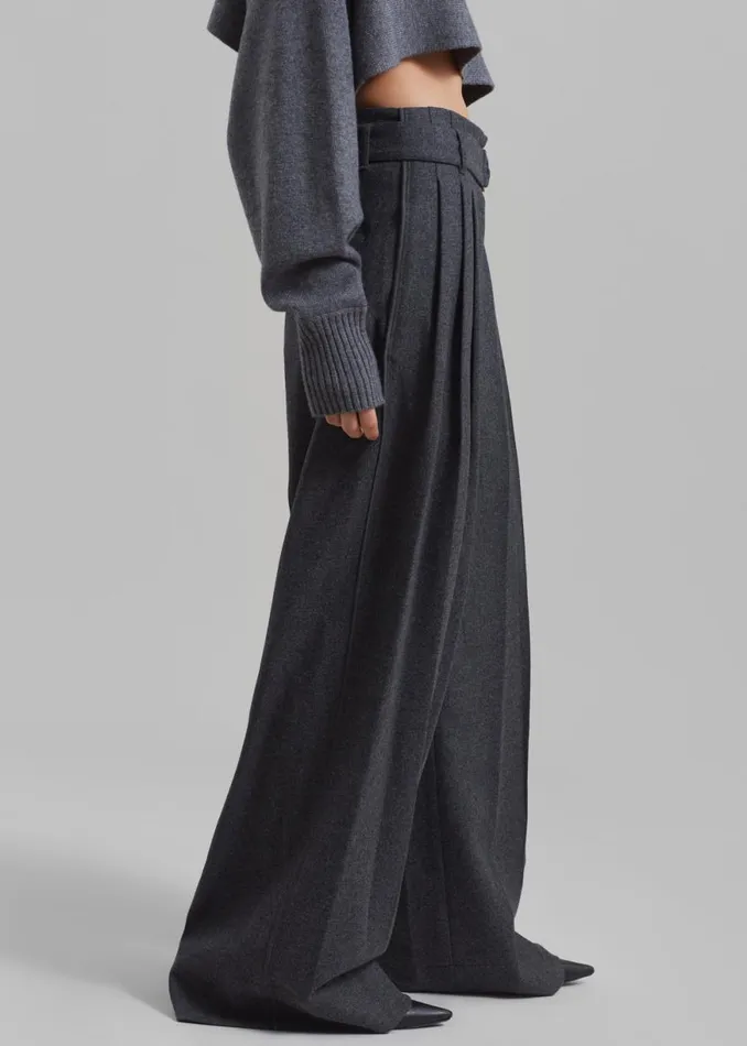 The Frankie Shop 31 Phillip Lim Flannel Oversized Pleated Belted Pants 8211 Charcoal Shop Clothing