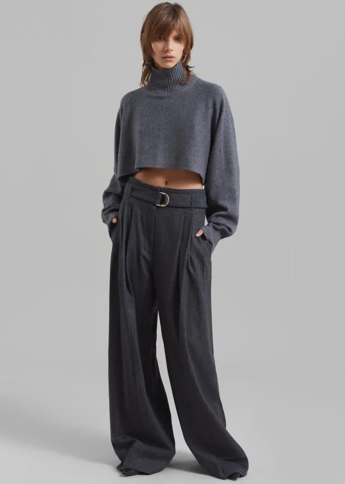 The Frankie Shop 31 Phillip Lim Flannel Oversized Pleated Belted Pants 8211 Charcoal Shop Clothing