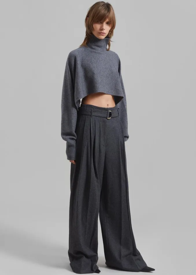 The Frankie Shop 31 Phillip Lim Flannel Oversized Pleated Belted Pants 8211 Charcoal Shop Clothing