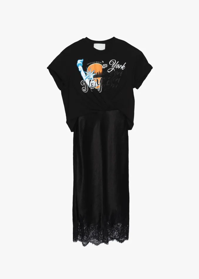 The Frankie Shop 31 Phillip Lim We Are NY Twist TShirt Slip Dress 8211 Black Multi Shop Dresses