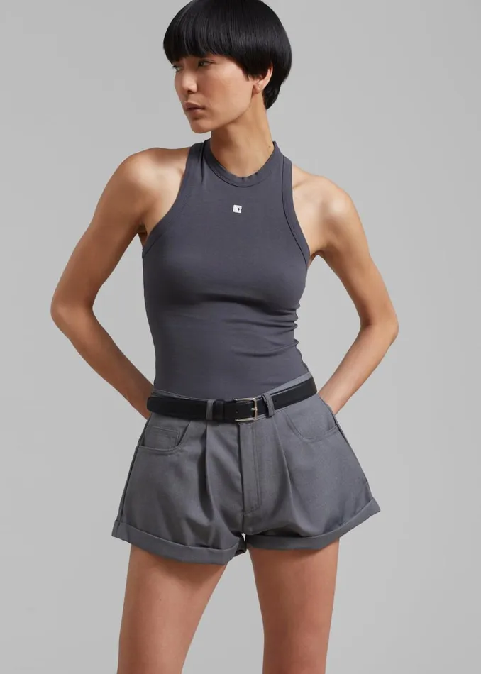 The Frankie Shop Amy Pintuck Shorts 8211 Grey Shop Bottoms