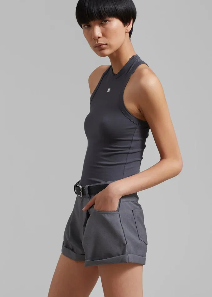 The Frankie Shop Amy Pintuck Shorts 8211 Grey Shop Bottoms
