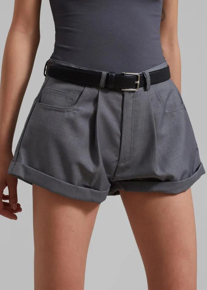 The Frankie Shop Amy Pintuck Shorts 8211 Grey Shop Bottoms