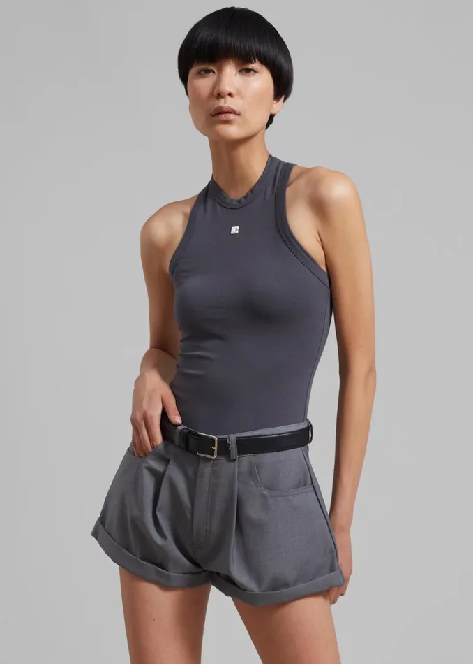 The Frankie Shop Amy Pintuck Shorts 8211 Grey Shop Bottoms