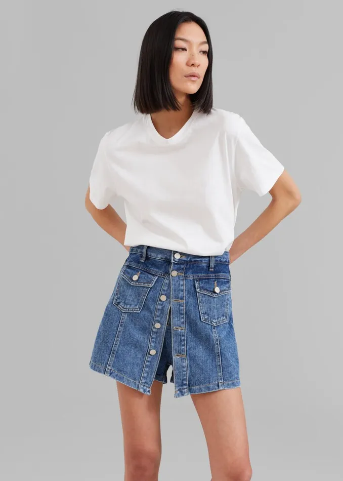 The Frankie Shop Blades Denim Skort 8211 Medium Wash Shop Denim