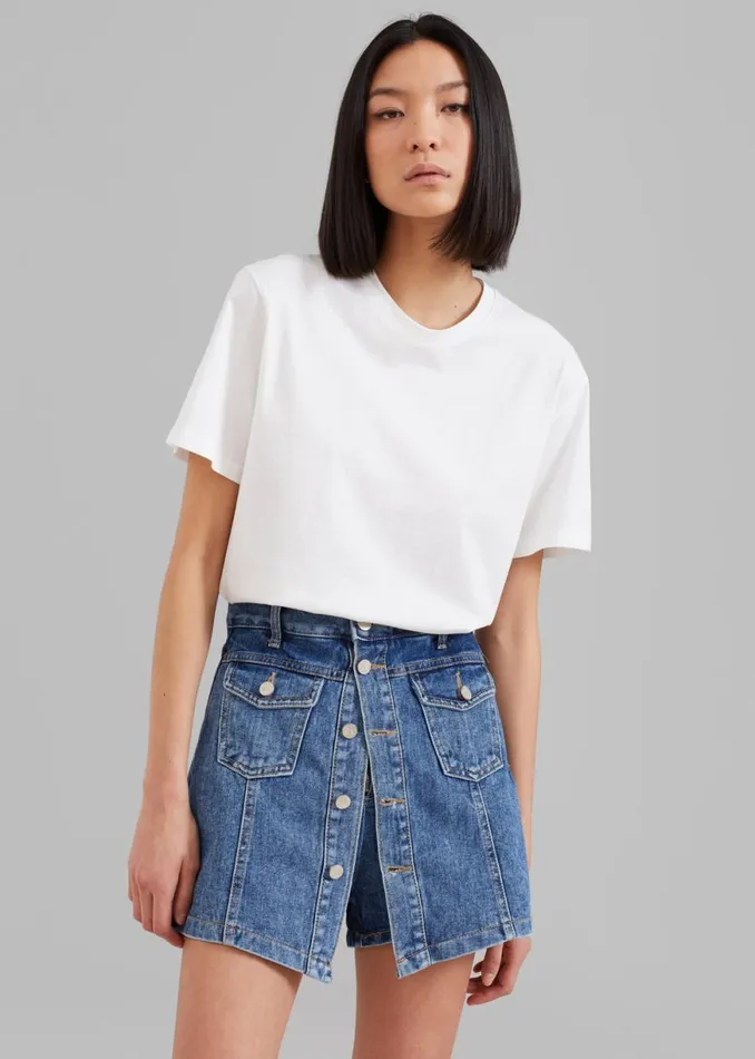 The Frankie Shop Blades Denim Skort 8211 Medium Wash Shop Denim